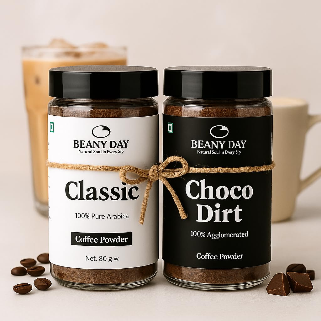 Premium Coffee Duo with Free Frother – Pack of 2 (80g x 2) Classic & Choco Dirt Instant Coffee