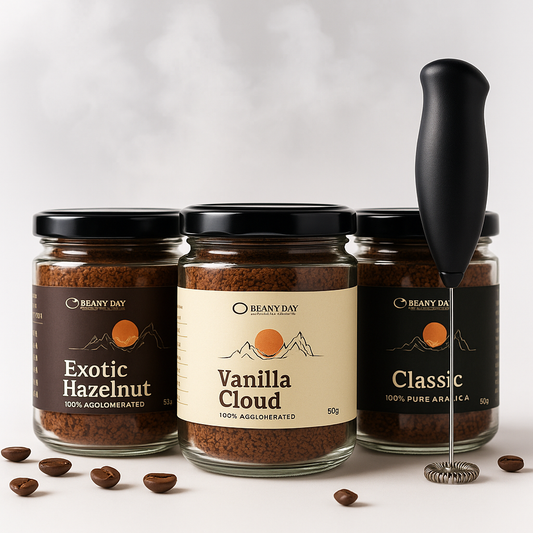 Instant Coffee Powder Hazelnut, Vanilla & Classic Combo, Pack Of 3 (150 gm) (Free Frother)