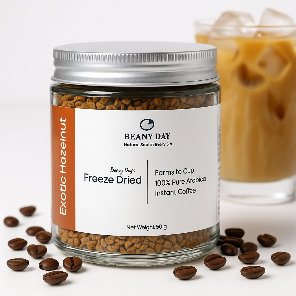 Premium Exotic Hazelnut – Freeze-Dried Instant Coffee (50g)